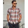 imageCOOFANDY Mens Short Sleeve Button Down Shirt Plaid Button Up Shirts Casual 75 Cotton Work ShirtsOrange