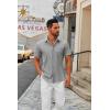 imageCOOFANDY Mens Short Sleeve Button Down Shirts Casual Dress Shirts for Men Summer Untucked Shirts with PocketLight Gray