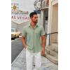 imageCOOFANDY Mens Short Sleeve Button Down Shirts Casual Dress Shirts for Men Summer Untucked Shirts with PocketLight Green