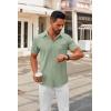 imageCOOFANDY Mens Short Sleeve Button Down Shirts Casual Dress Shirts for Men Summer Untucked Shirts with PocketLight Green