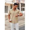 imageCOOFANDY Mens Short Sleeve Button Down Shirts Casual Dress Shirts for Men Summer Untucked Shirts with PocketLight Khaki