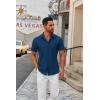 imageCOOFANDY Mens Short Sleeve Button Down Shirts Casual Dress Shirts for Men Summer Untucked Shirts with PocketNavy Blue
