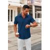 imageCOOFANDY Mens Short Sleeve Button Down Shirts Casual Dress Shirts for Men Summer Untucked Shirts with PocketNavy Blue