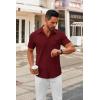 imageCOOFANDY Mens Short Sleeve Button Down Shirts Casual Dress Shirts for Men Summer Untucked Shirts with PocketWine Red
