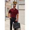imageCOOFANDY Mens Short Sleeve Button Down Shirts Casual Dress Shirts for Men Summer Untucked Shirts with PocketWine Red