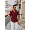 imageCOOFANDY Mens Short Sleeve Button Down Shirts Casual Dress Shirts for Men Summer Untucked Shirts with PocketWine Red