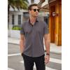 imageCOOFANDY Mens Short Sleeve Button Down Shirts Casual Summer Dress Untucked ShirtsDark Grey