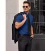 imageCOOFANDY Mens Short Sleeve Button Down Shirts Casual Summer Dress Untucked ShirtsDenim Blue