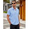 imageCOOFANDY Mens Short Sleeve Button Down Shirts Casual Summer Dress Untucked ShirtsLight Blue