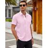 imageCOOFANDY Mens Short Sleeve Button Down Shirts Casual Summer Dress Untucked ShirtsLight Pink