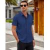imageCOOFANDY Mens Short Sleeve Button Down Shirts Casual Summer Dress Untucked ShirtsNavy Blue