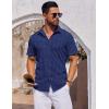 imageCOOFANDY Mens Short Sleeve Button Down Shirts Casual Summer Shirt Untucked Dress ShirtsNavy Blueanchor