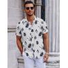 imageCOOFANDY Mens Short Sleeve Button Down Shirts Casual Summer Shirt Untucked Dress ShirtsWhiteblack Leaf