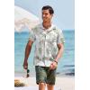 imageCOOFANDY Mens Short Sleeve Casual Button Down Shirts Textured Summer Beach Shirt with PocketWhitegreen Leaves