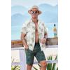 imageCOOFANDY Mens Short Sleeve Casual Button Down Shirts Textured Summer Beach Shirt with PocketWhitegreen Leaves