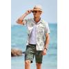 imageCOOFANDY Mens Short Sleeve Casual Button Down Shirts Textured Summer Beach Shirt with PocketWhitegreen Leaves