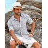 imageCOOFANDY Shirts for Men Short Sleeve Button Down Shirt Casual Summer Beach ShirtGrey Blue  Palm Leaf