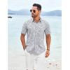 imageCOOFANDY Shirts for Men Short Sleeve Button Down Shirt Casual Summer Beach ShirtGrey Blue  Palm Leaf