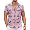 imageCOOFANDY Mens Beach Shirt Short Sleeve Button Down Shirts Casual Cuban Collared Summer Vacation Tropical ShirtsPinkcoco