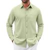 imageCOOFANDY Mens Button Down Shirt Casual Untucked Shirts Long Sleeve Dress Shirt with PocketLight Green