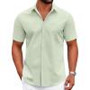 imageCOOFANDY Mens Dress Shirts Short Sleeve Business Casual Shirts Regular Fit Casual Button Down Untucked ShirtsLight Green