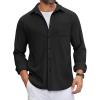 imageCOOFANDY Mens Flannel Shirts Long Sleeve Thermal Button Down Shirt Shacket Lightweight JacketBlack