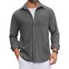 imageCOOFANDY Mens Flannel Shirts Long Sleeve Thermal Button Down Shirt Shacket Lightweight JacketDark Gray