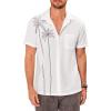 imageCOOFANDY Mens Hawaiian Shirt Short Sleeve Casual Button Down Tropical Summer Beach Aloha ShirtsWhite  Coconut Tree
