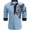 imageCOOFANDY Mens Print Button Down Dress Shirt Fashion Long Sleeve Casual ShirtsBlue Tiger