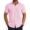 imageCOOFANDY Mens Short Sleeve Button Down Shirt Lightweight Wrinkle Free Untucked Dress ShirtsLight Pink
