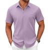 imageCOOFANDY Mens Short Sleeve Button Down Shirts Casual Dress Shirts for Men Summer Untucked Shirts with PocketLavender