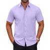 imageCOOFANDY Mens Short Sleeve Button Down Shirts Casual Summer Dress Untucked ShirtsLavender