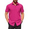 imageCOOFANDY Mens Short Sleeve Button Down Shirts Casual Summer Dress Untucked ShirtsRose Red