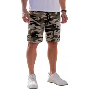 imageCOOFANDY Mens Casual Shorts Cotton Elastic Waist Drawstring Shorts Lightweight Summer Beach ShortsAcamouflage