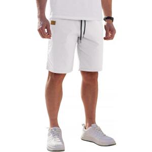 imageCOOFANDY Mens Casual Shorts Cotton Elastic Waist Drawstring Shorts Lightweight Summer Beach ShortsAwhite