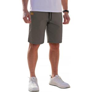 imageCOOFANDY Mens Casual Shorts Cotton Elastic Waist Drawstring Shorts Lightweight Summer Beach ShortsDark Grey