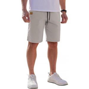 imageCOOFANDY Mens Casual Shorts Cotton Elastic Waist Drawstring Shorts Lightweight Summer Beach ShortsLight Grey