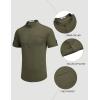 imageCOOFANDY Henley Shirts for Men Short Sleeve Band Collar Casual Shirt Summer Hippie Vacation Beach T Shirts with PocketArmy Green