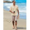imageCOOFANDY Henley Shirts for Men Short Sleeve Band Collar Casual Shirt Summer Hippie Vacation Beach T Shirts with PocketChampagne