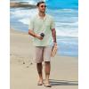 imageCOOFANDY Henley Shirts for Men Short Sleeve Band Collar Casual Shirt Summer Hippie Vacation Beach T Shirts with PocketIce Green