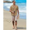 imageCOOFANDY Henley Shirts for Men Short Sleeve Band Collar Casual Shirt Summer Hippie Vacation Beach T Shirts with PocketKhaki