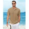 imageCOOFANDY Henley Shirts for Men Short Sleeve Band Collar Casual Shirt Summer Hippie Vacation Beach T Shirts with PocketKhaki