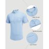 imageCOOFANDY Henley Shirts for Men Short Sleeve Band Collar Casual Shirt Summer Hippie Vacation Beach T Shirts with PocketLight Blue