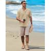 imageCOOFANDY Henley Shirts for Men Short Sleeve Band Collar Casual Shirt Summer Hippie Vacation Beach T Shirts with PocketLight Khaki