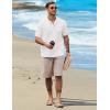 imageCOOFANDY Henley Shirts for Men Short Sleeve Band Collar Casual Shirt Summer Hippie Vacation Beach T Shirts with PocketWhite
