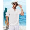 imageCOOFANDY Henley Shirts for Men Short Sleeve Band Collar Casual Shirt Summer Hippie Vacation Beach T Shirts with PocketWhite