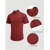 imageCOOFANDY Henley Shirts for Men Short Sleeve Band Collar Casual Shirt Summer Hippie Vacation Beach T Shirts with PocketWine Red