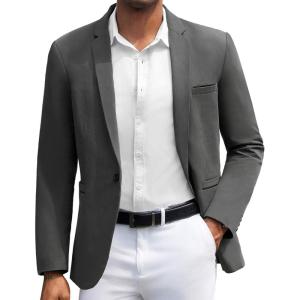 imageCOOFANDY Mens Casual Blazers Sport Coats Slim Fit Cotton Sport Jackets 1 Button Lightweight Suit JacketsA Grey