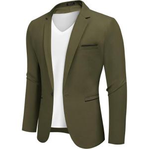 imageCOOFANDY Mens Casual Blazers Sport Coats Slim Fit Cotton Sport Jackets 1 Button Lightweight Suit JacketsB Army Green