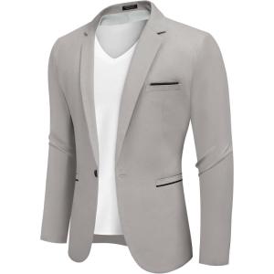 imageCOOFANDY Mens Casual Blazers Sport Coats Slim Fit Cotton Sport Jackets 1 Button Lightweight Suit JacketsB Light Grey